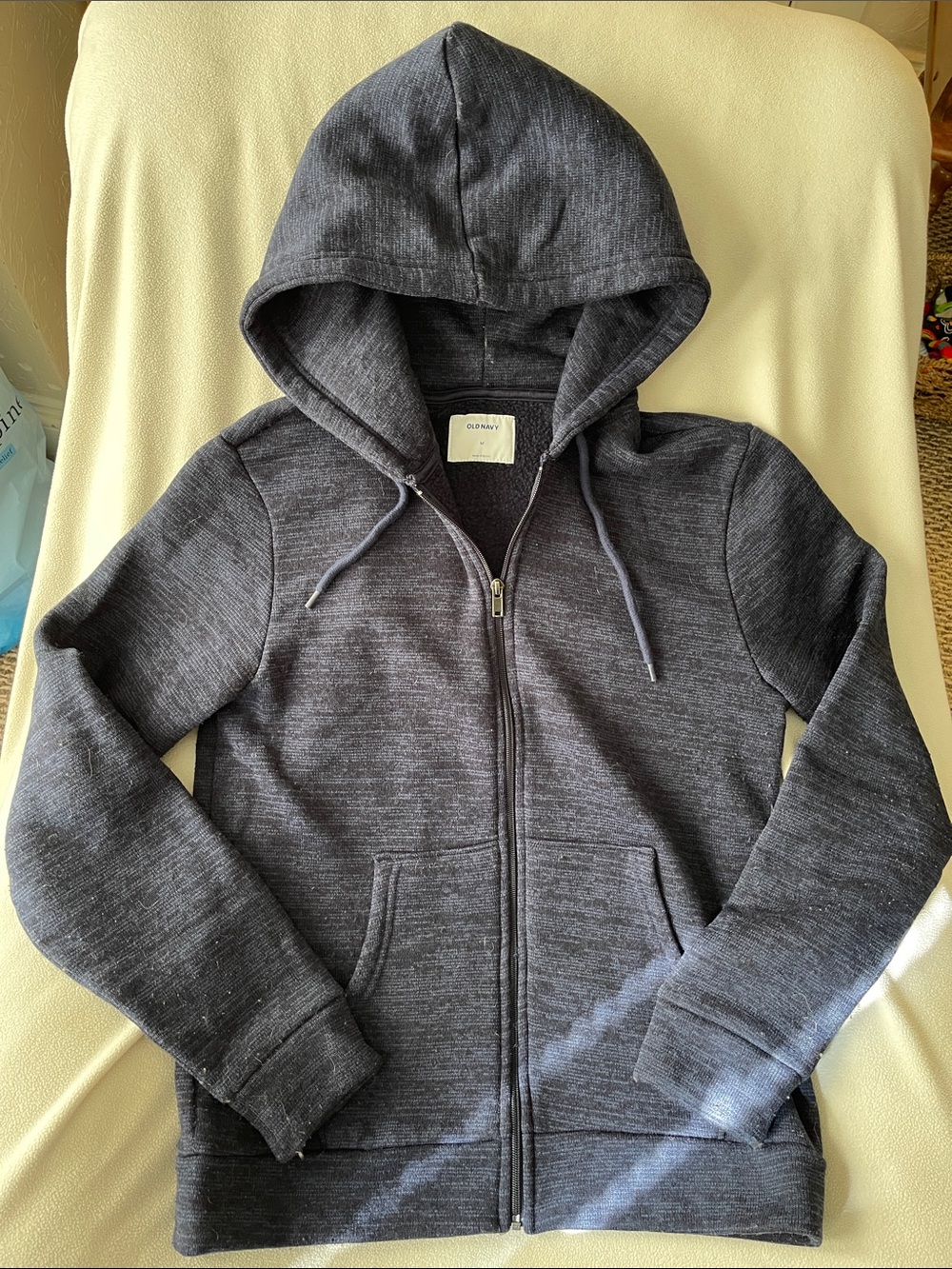 Old Navy Men’s Charcoal Heather Full-Zip Hoodie - Medium